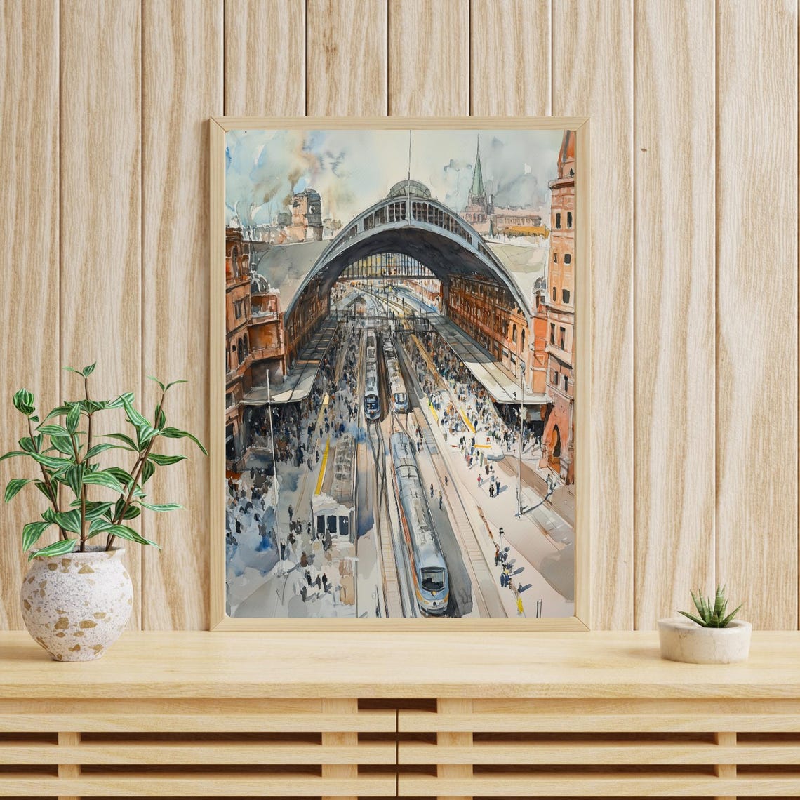 Grand European Train Station Hall Watercolor Architecture Poster - Image 4