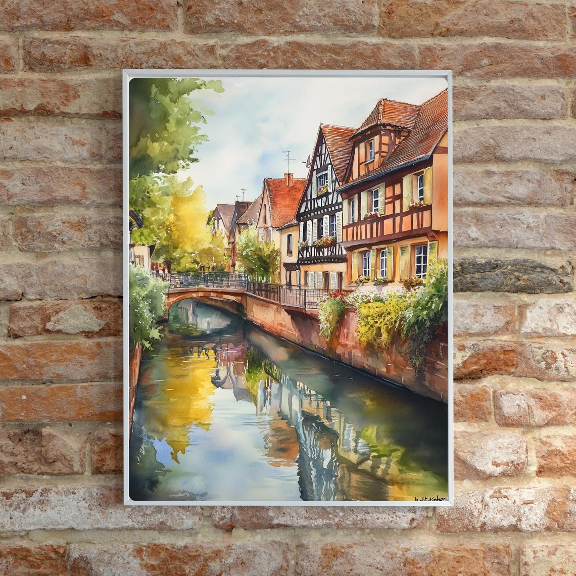 Colmar France Canal Half Timbered Houses Bridge Watercolor Poster - Image 6