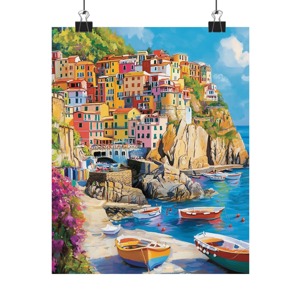 Cinque Terre Colorful Cliffside Fishing Village Harbor Poster