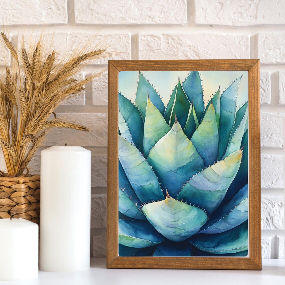 Blue Agave Watercolor Art Print, Southwestern Desert - Image 3