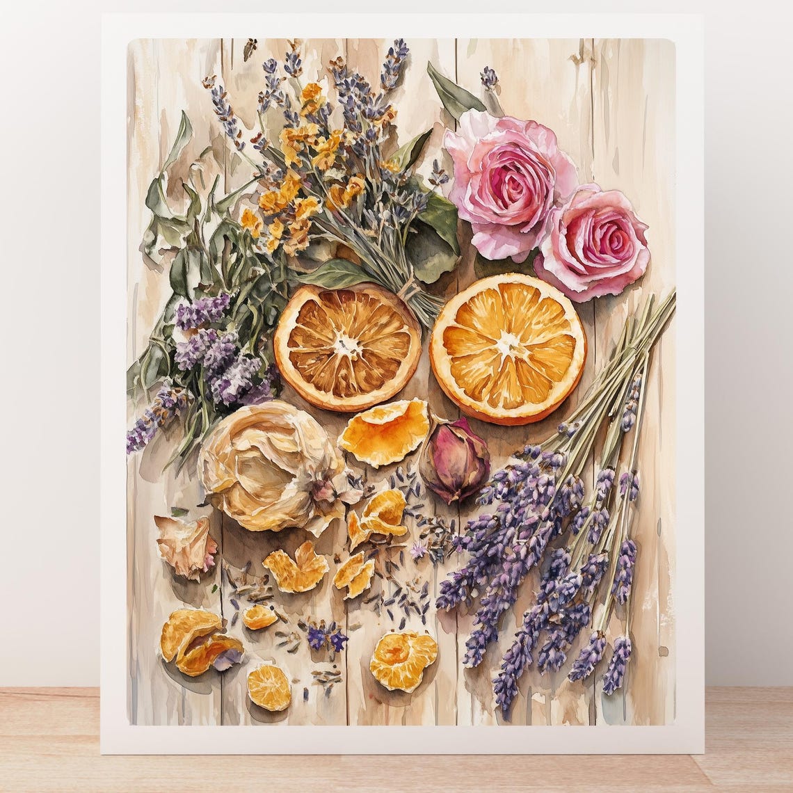 Dried Oranges and Lavender Botanical Flat Lay Still Life Poster - Image 5