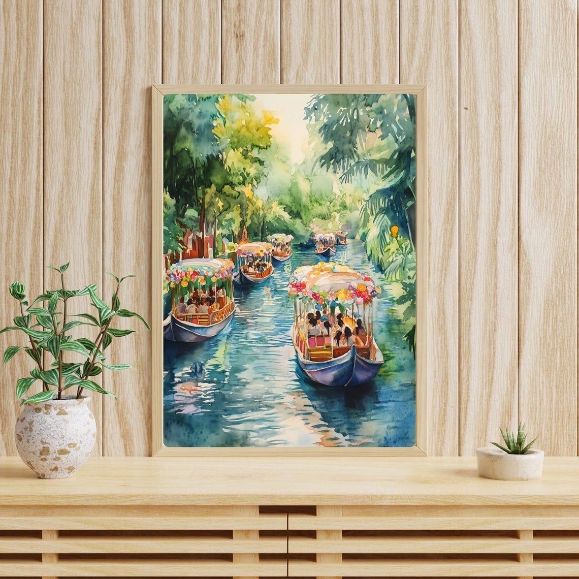 Xochimilco Floating Gardens Trajineras Boats Mexico Canal Poster - Image 4