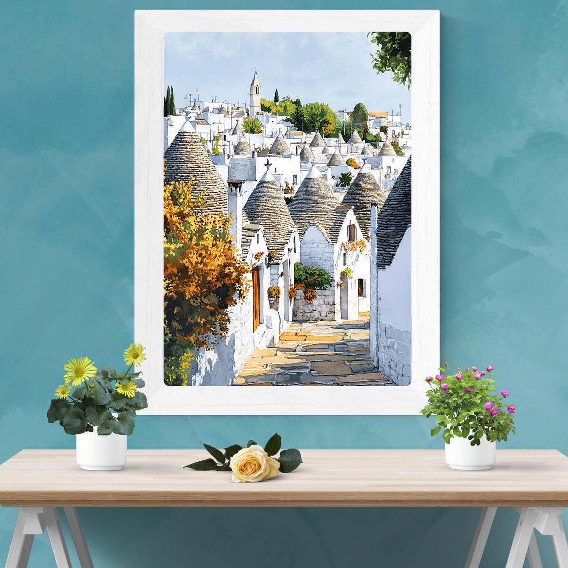 Alberobello Italy White Trulli Village Conical Stone Roofs Poster - Image 3