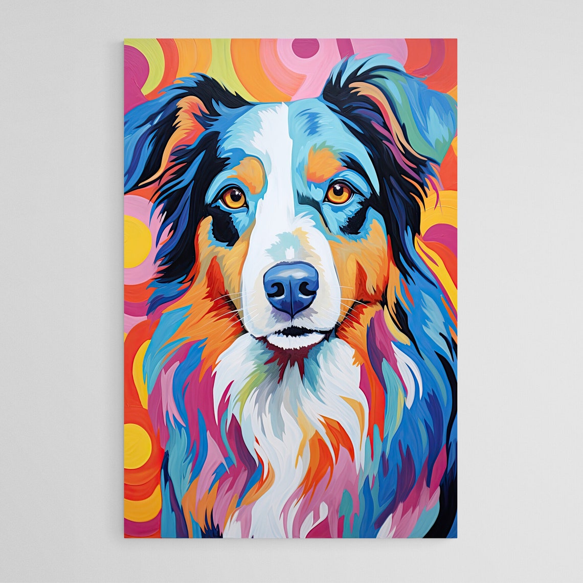 Australian Shepherd Bright Colorful Pop Art Dog Portrait Poster