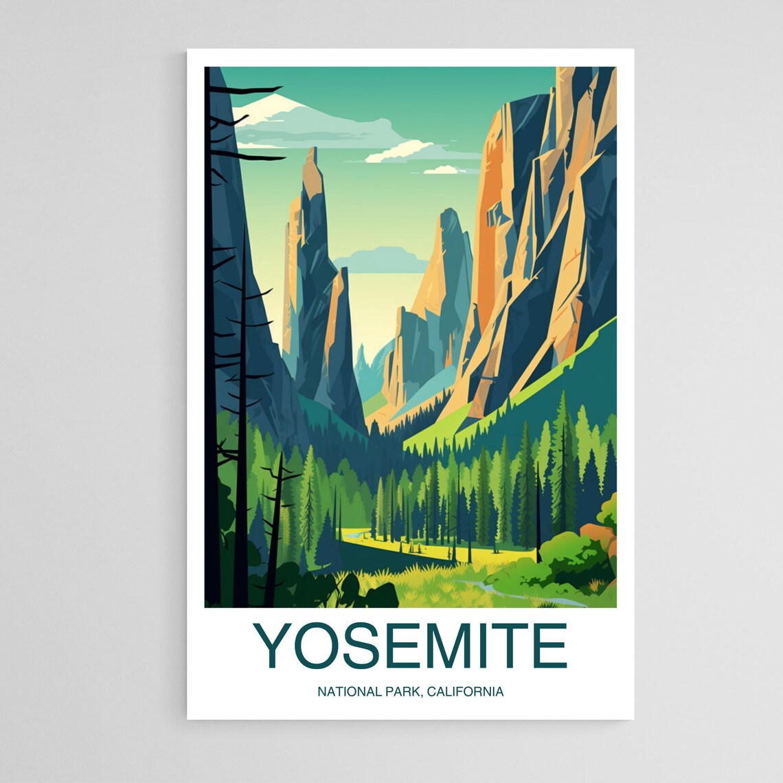 Yosemite National Park California Cliff Valley Travel Poster