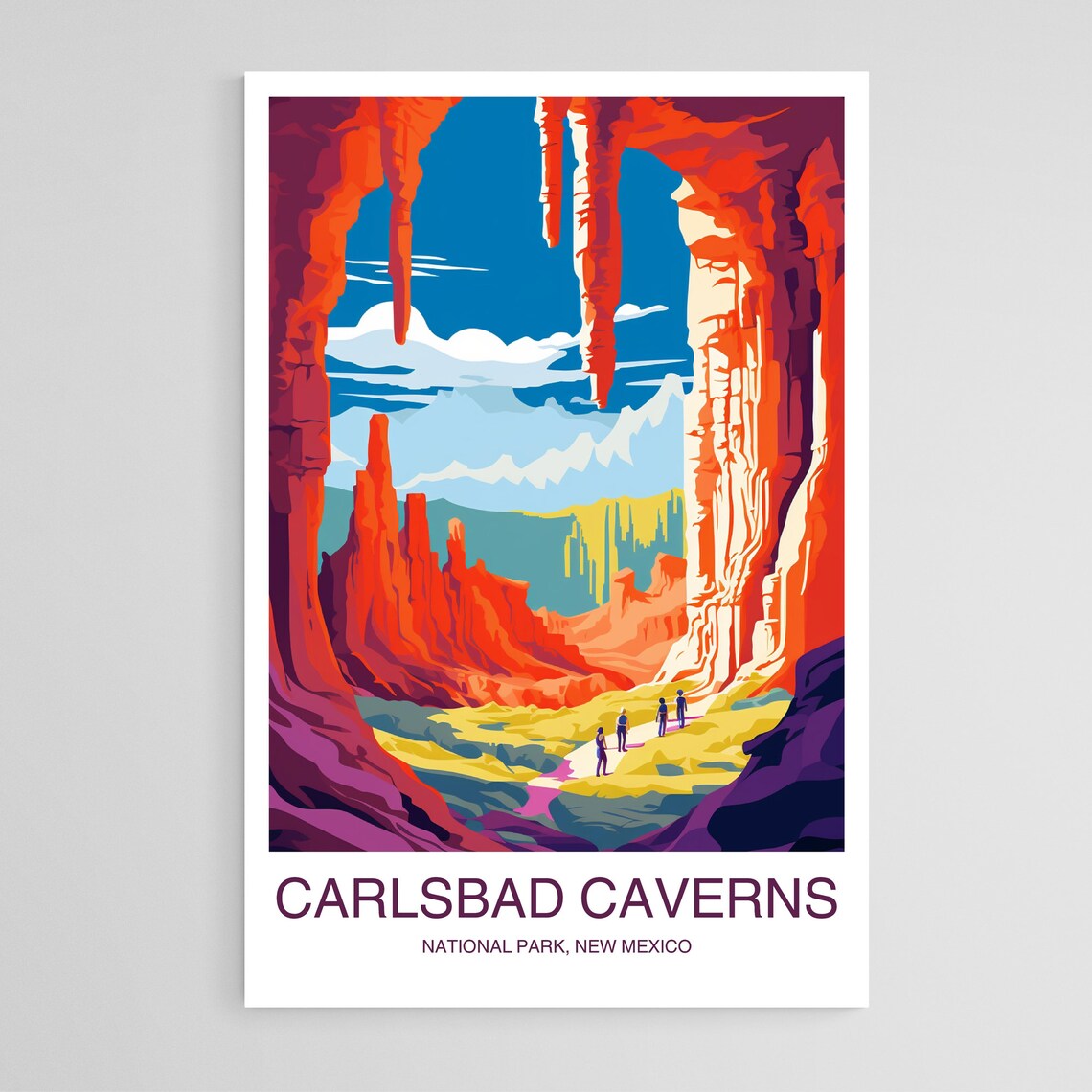 Carlsbad Caverns National Park New Mexico Red Rock Travel Poster