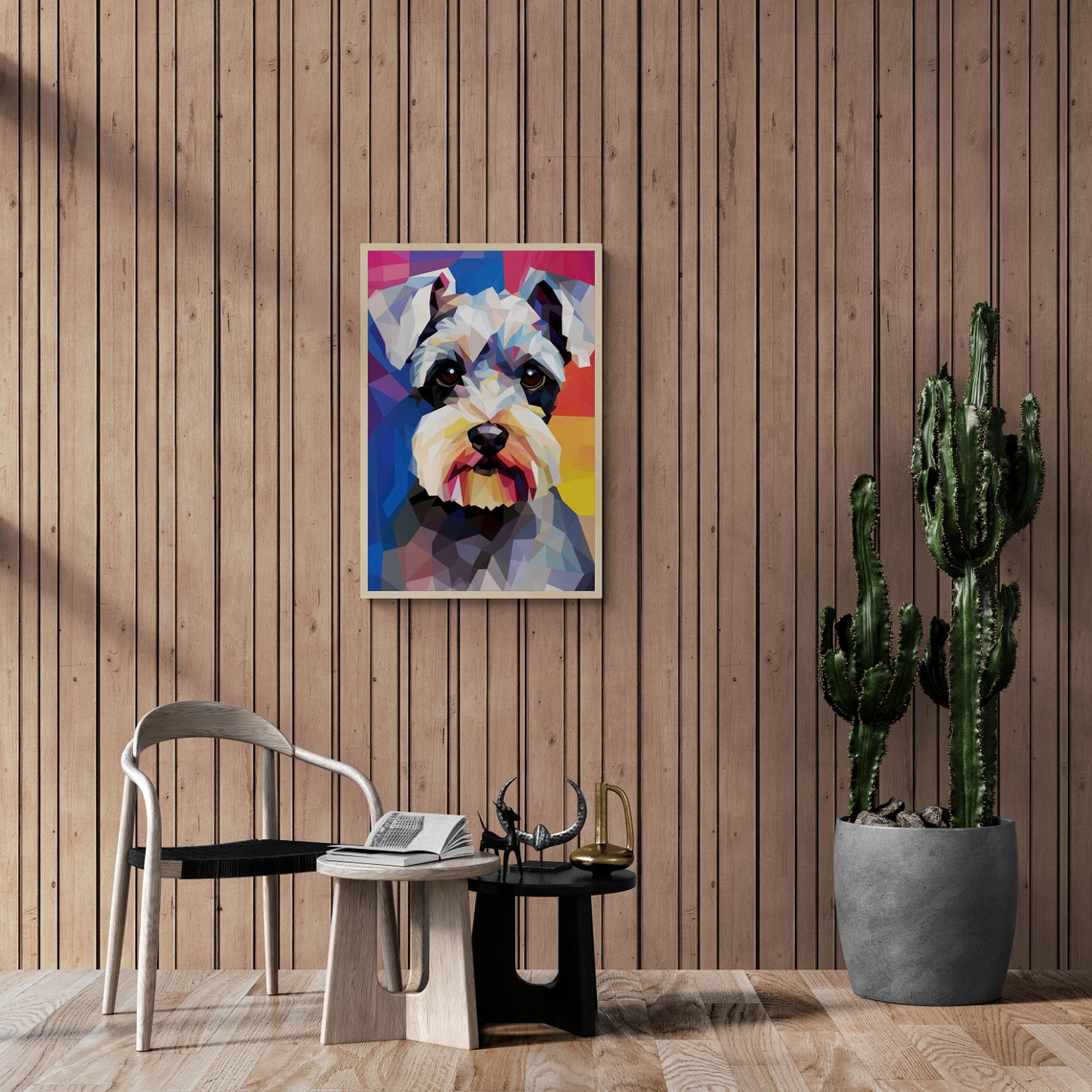 Miniature Schnauzer Low-Poly Geometric Portrait in Bold Colors Poster - Image 2
