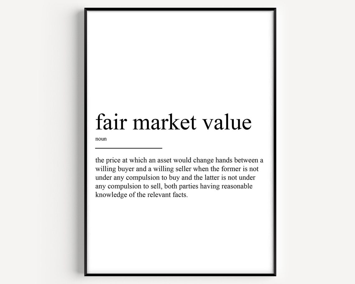 Fair Market Value Dictionary Definition Minimalist Black Text Poster