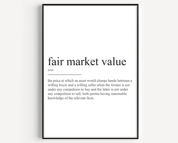 Fair Market Value Dictionary Definition Minimalist Black Text Poster
