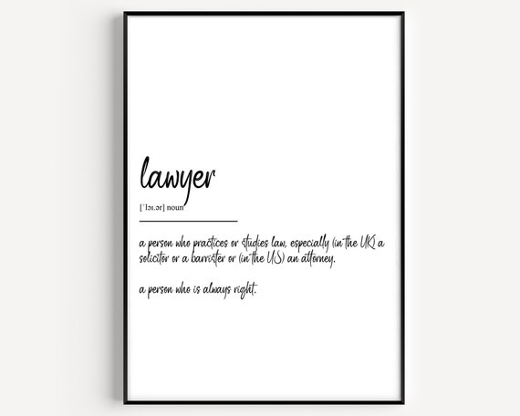 Lawyer Definition Art Print, Typography Quote