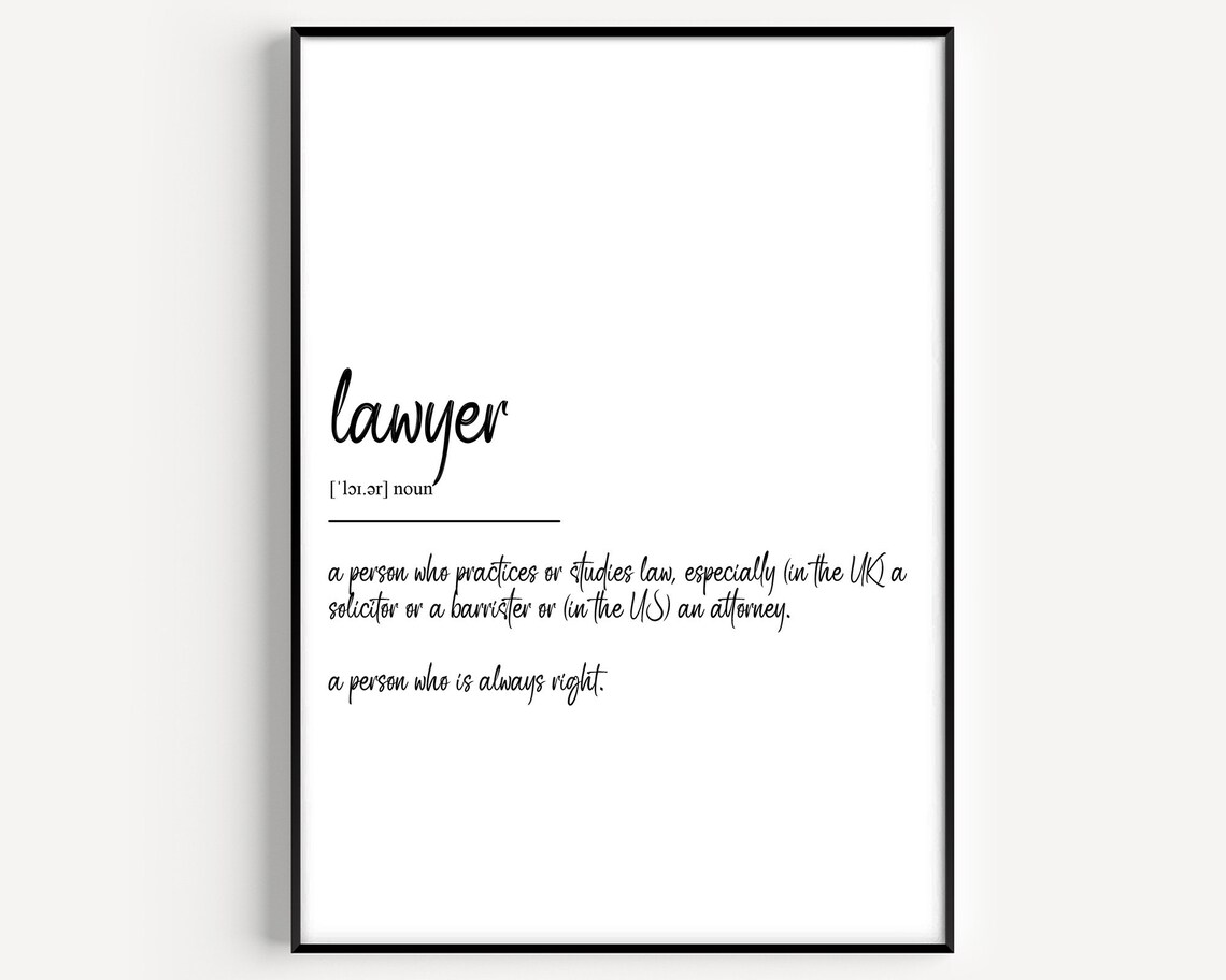 Lawyer Definition Art Print, Typography Quote