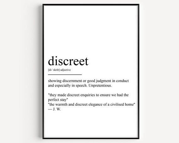 Discreet Definition Print Elegant Judgment Quote Minimalist Decor
