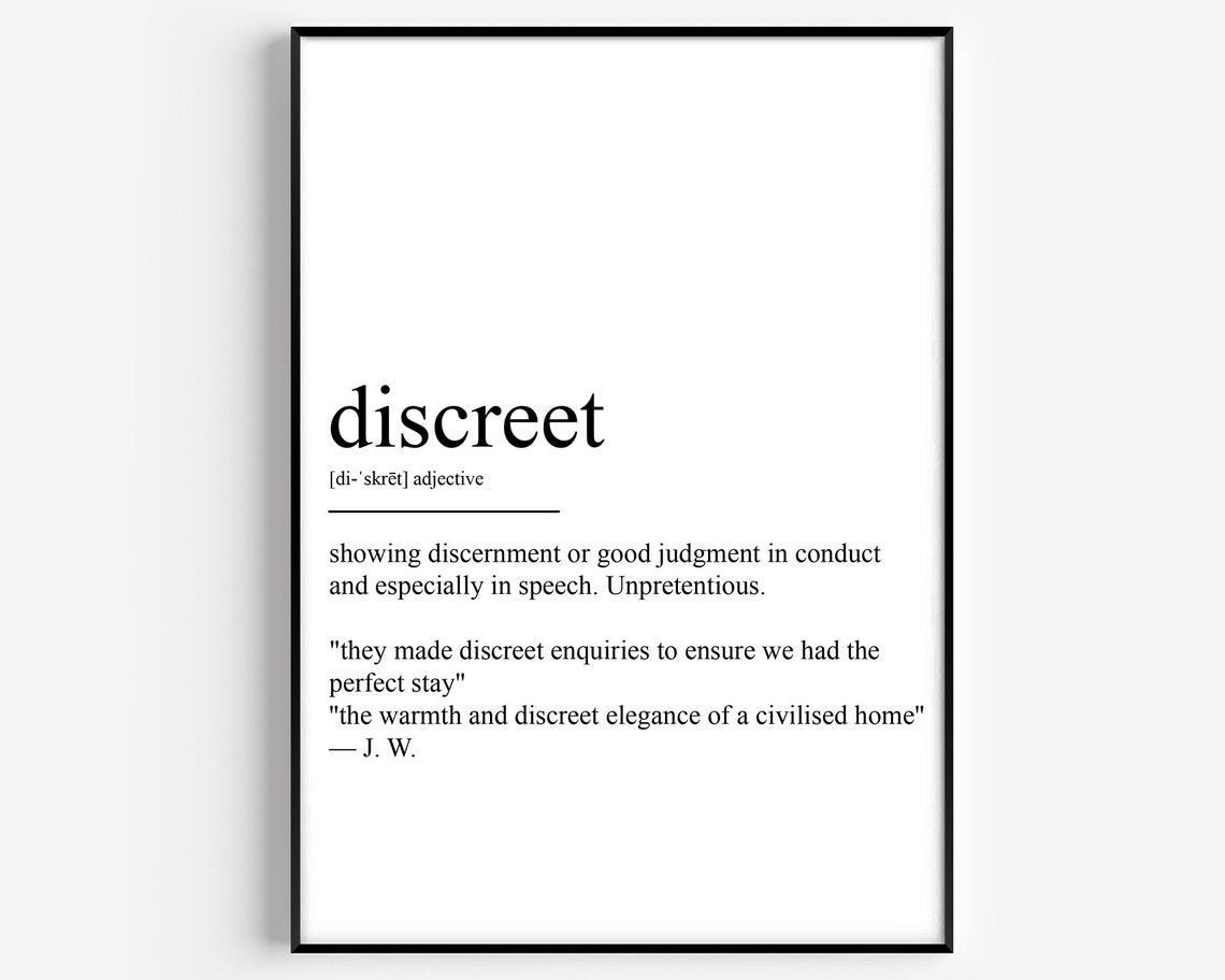 Discreet Definition Print Elegant Judgment Quote Minimalist Decor