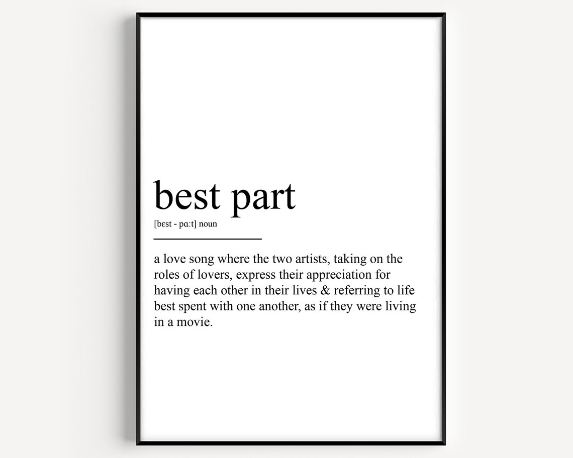 Best Part Definition, Typography Art Print