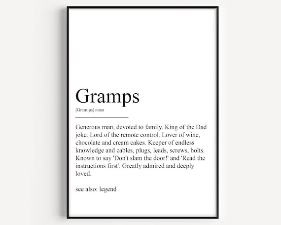Gramps Definition Humorous Family Dictionary Style Word Art Poster