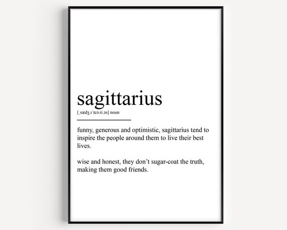 Sagittarius Definition Art Print, Zodiac Sign
