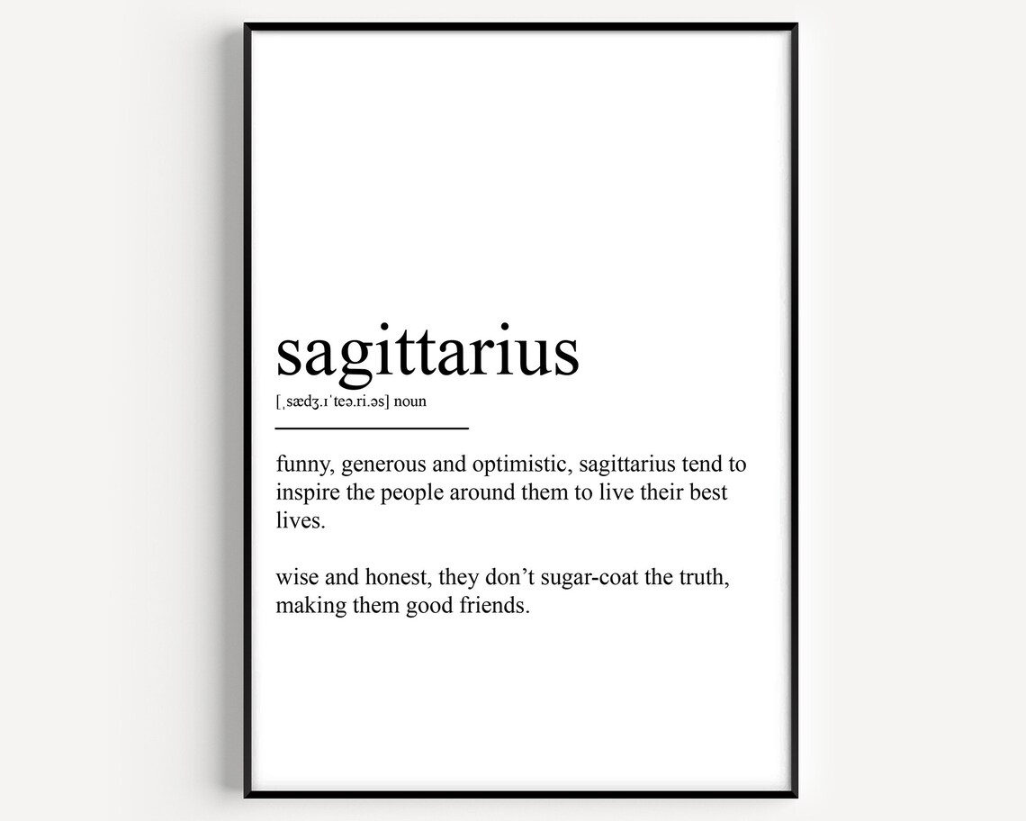 Sagittarius Definition Art Print, Zodiac Sign