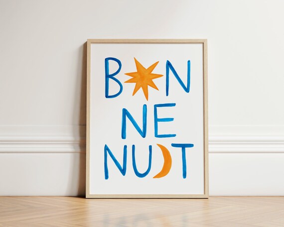 Bonne Nuit French Good Night Kids Star Moon Typography Wall Art
