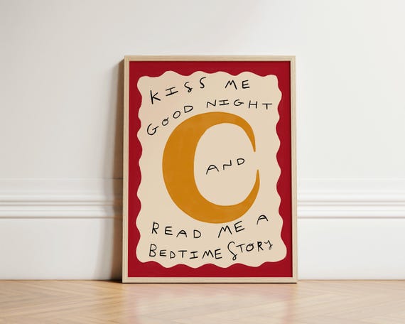 Bedtime Story Print Good Night Nursery Illustration Wall Art Eclectic Kids Room Play Unframed