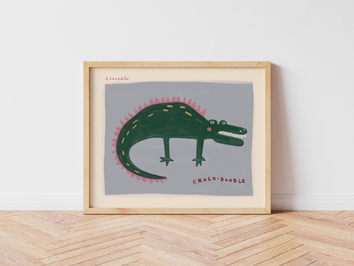 Crocodile Print Nursery Bedroom Boho Kids Art