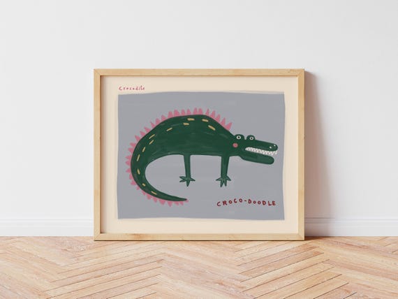 Crocodile Print Nursery Bedroom Boho Kids Art