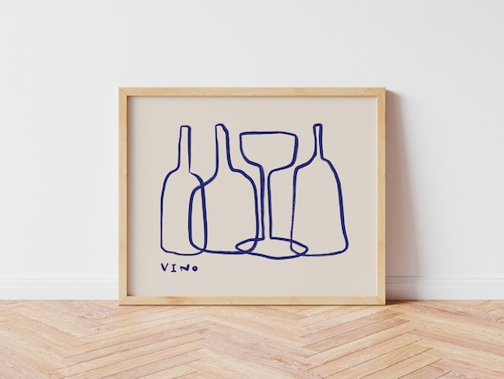 Vino Wine Minimalist Art Print, Kitchen Decor