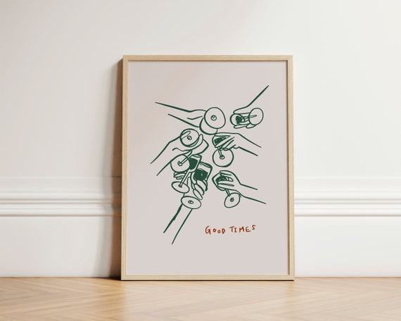 Good Times Wine Print, Retro Kitchen Wall Art
