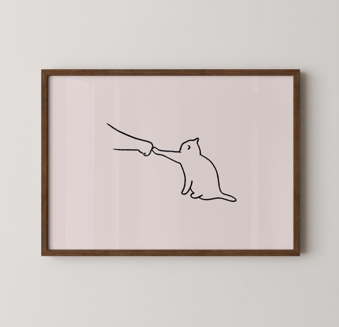 Cat Fist Bump Minimalist Line Art Cute Human Kitty Bond Poster