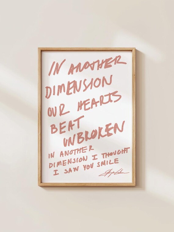In Another Dimension Our Hearts Beat Unbroken Love Quote Poster