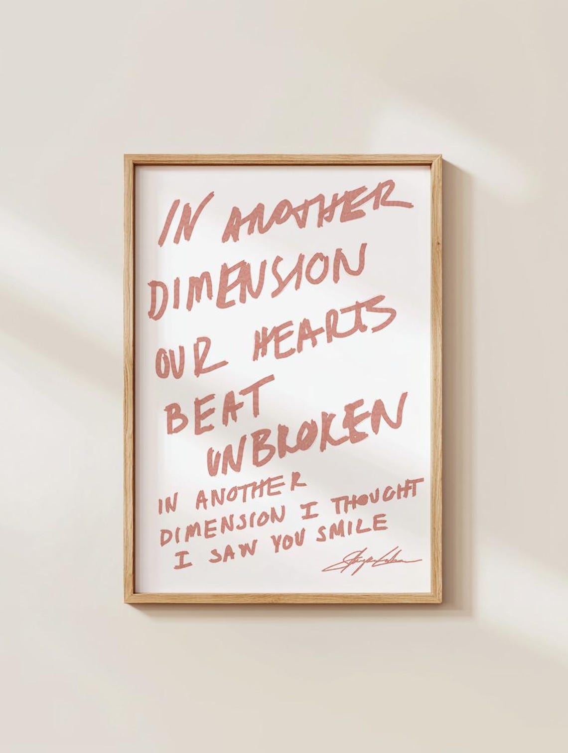 In Another Dimension Our Hearts Beat Unbroken Love Quote Poster