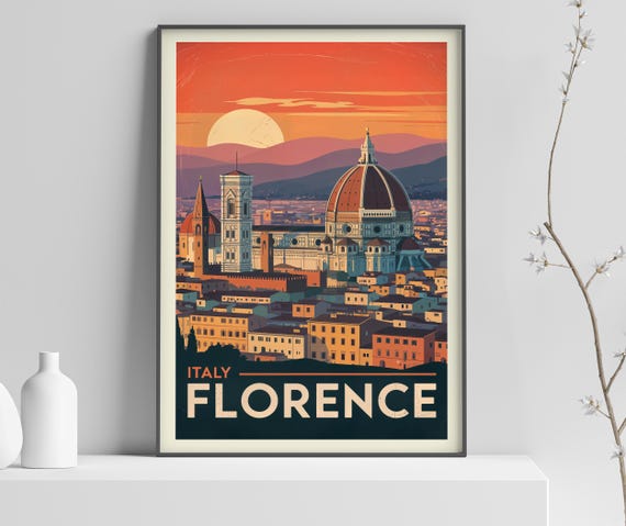 Italy Gelato In Florence Vintage Travel Poster