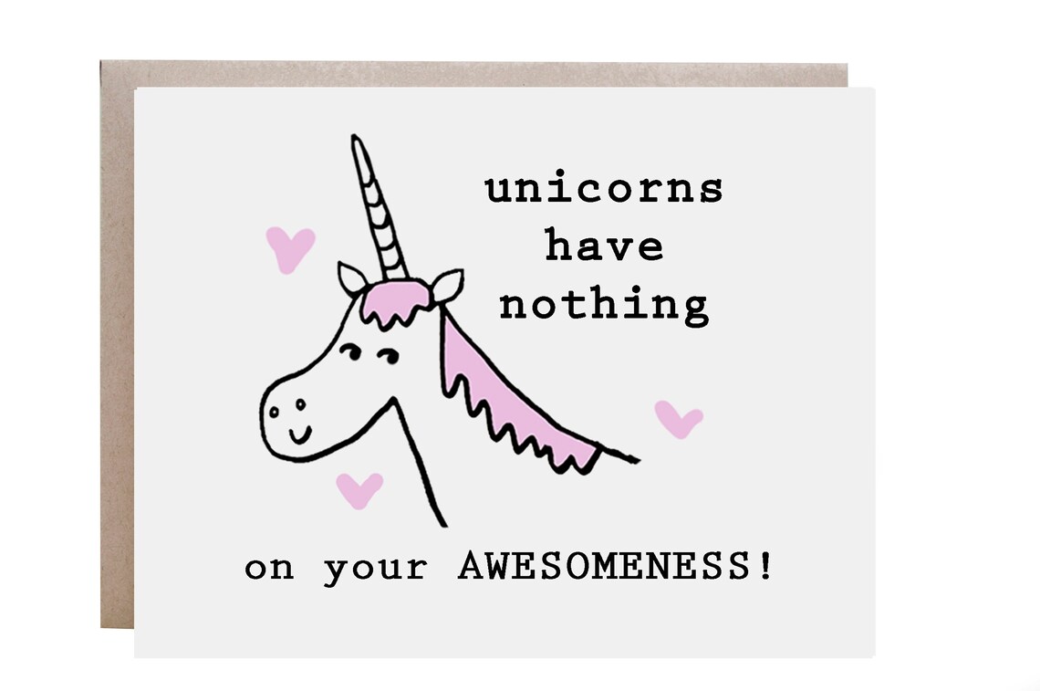 Smiling Unicorn You Are Awesome Encouragement Greeting Card Poster