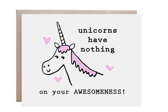 Smiling Unicorn You Are Awesome Encouragement Greeting Card Poster