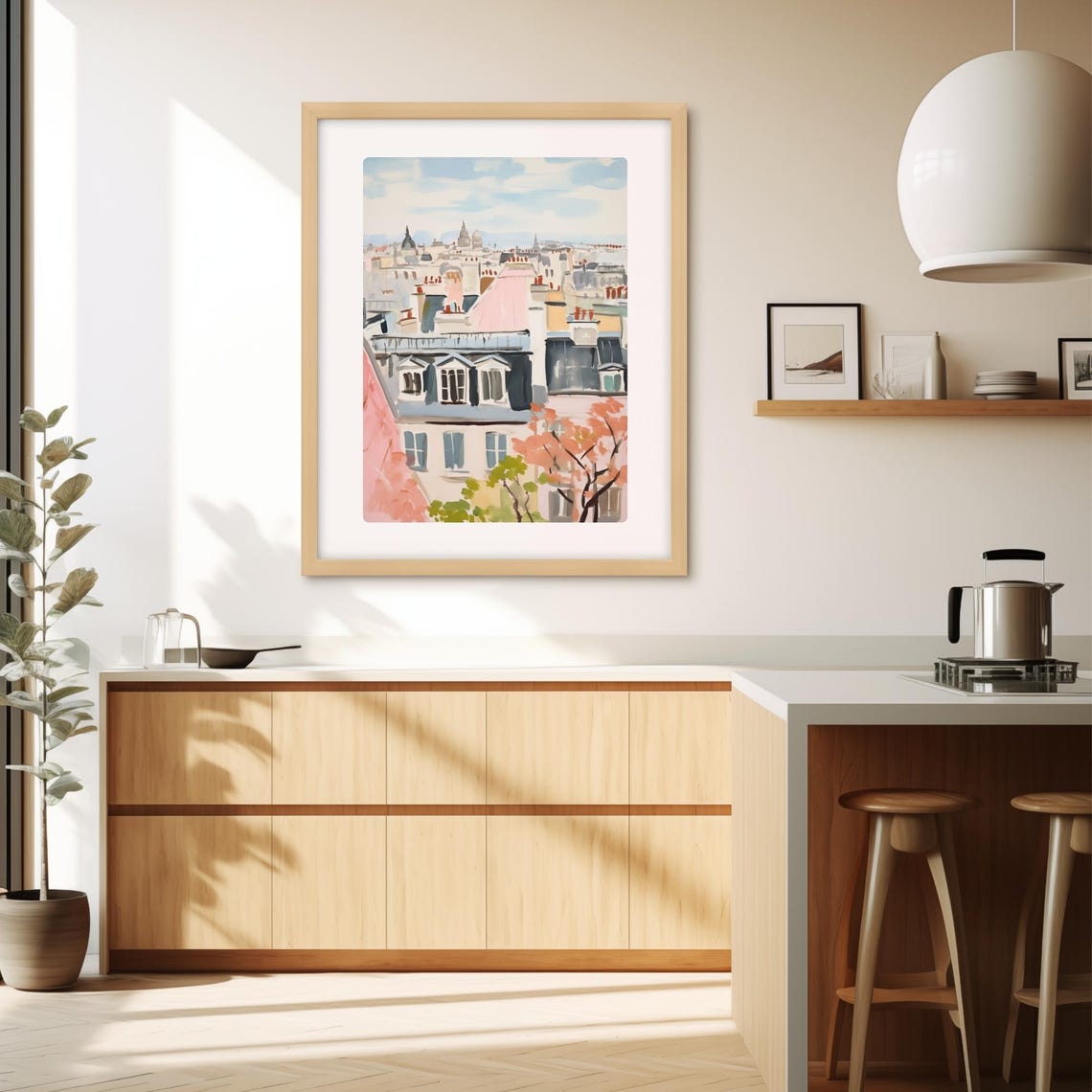 Paris Rooftops Watercolor Cityscape Painting Montmartre Skyline Poster - Image 2