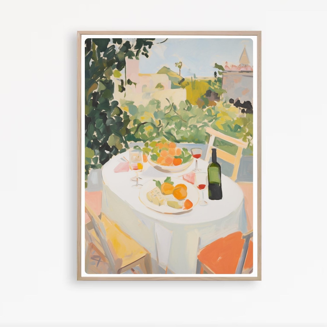Italy Garden Dining Painting Outdoor Table Wine Oranges Summer Poster - Image 4