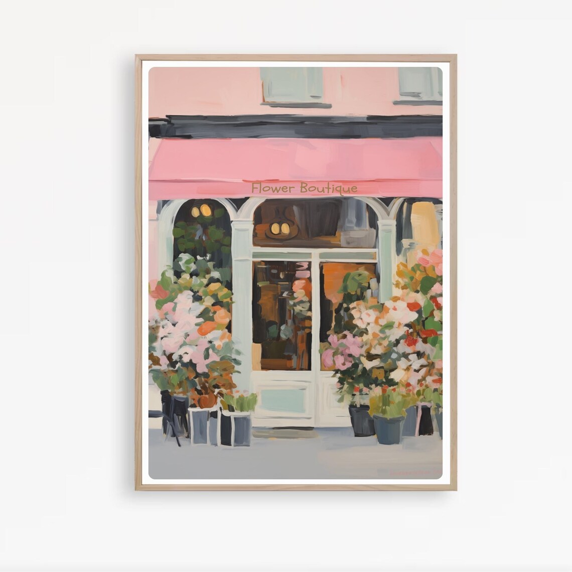 Pink Flower Boutique Storefront Florist Shop Floral Painting Poster - Image 3