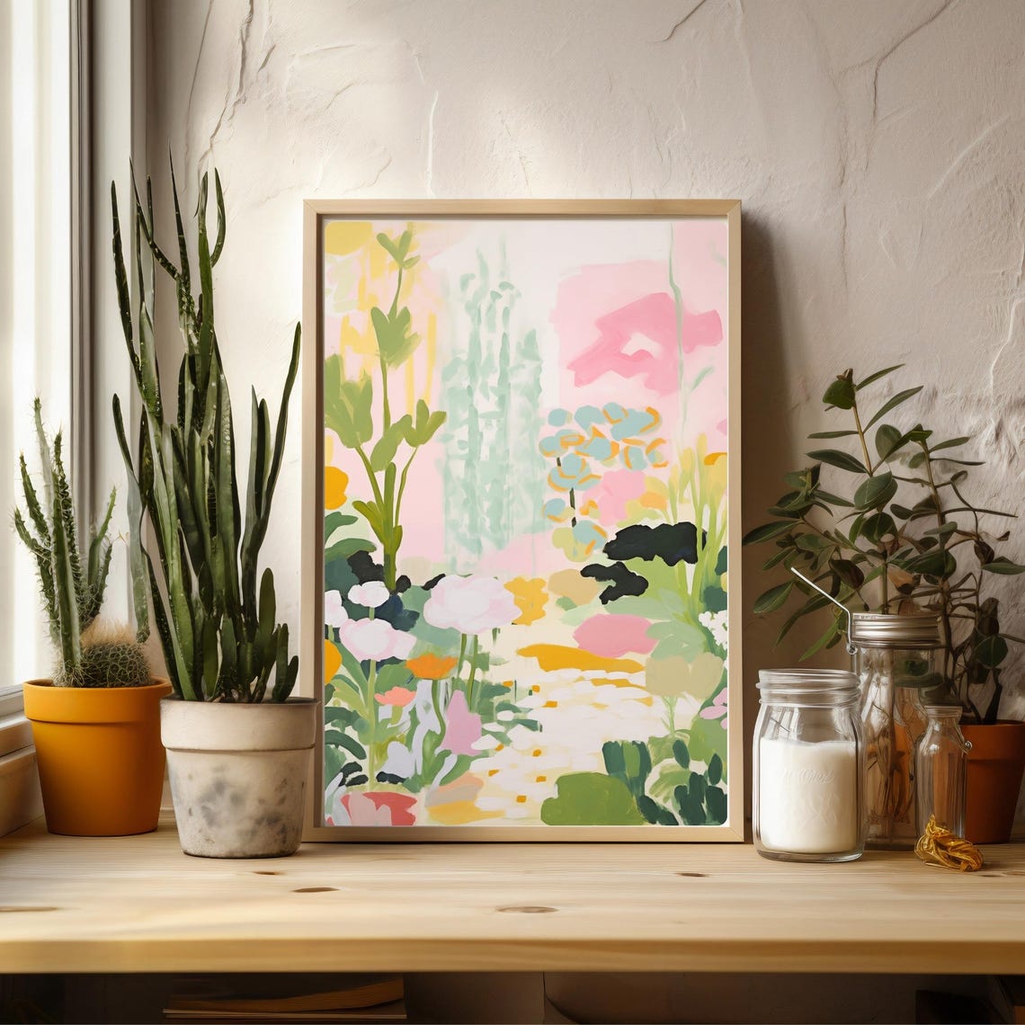 Modern Abstract Floral Watercolor Pastel Bloom Garden Art Poster - Image 3