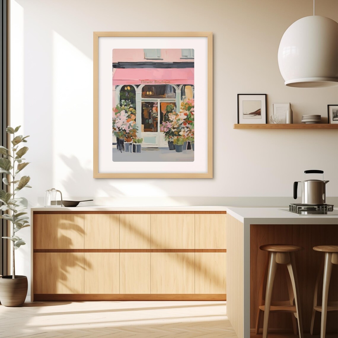 Pink Flower Boutique Storefront Florist Shop Floral Painting Poster - Image 4