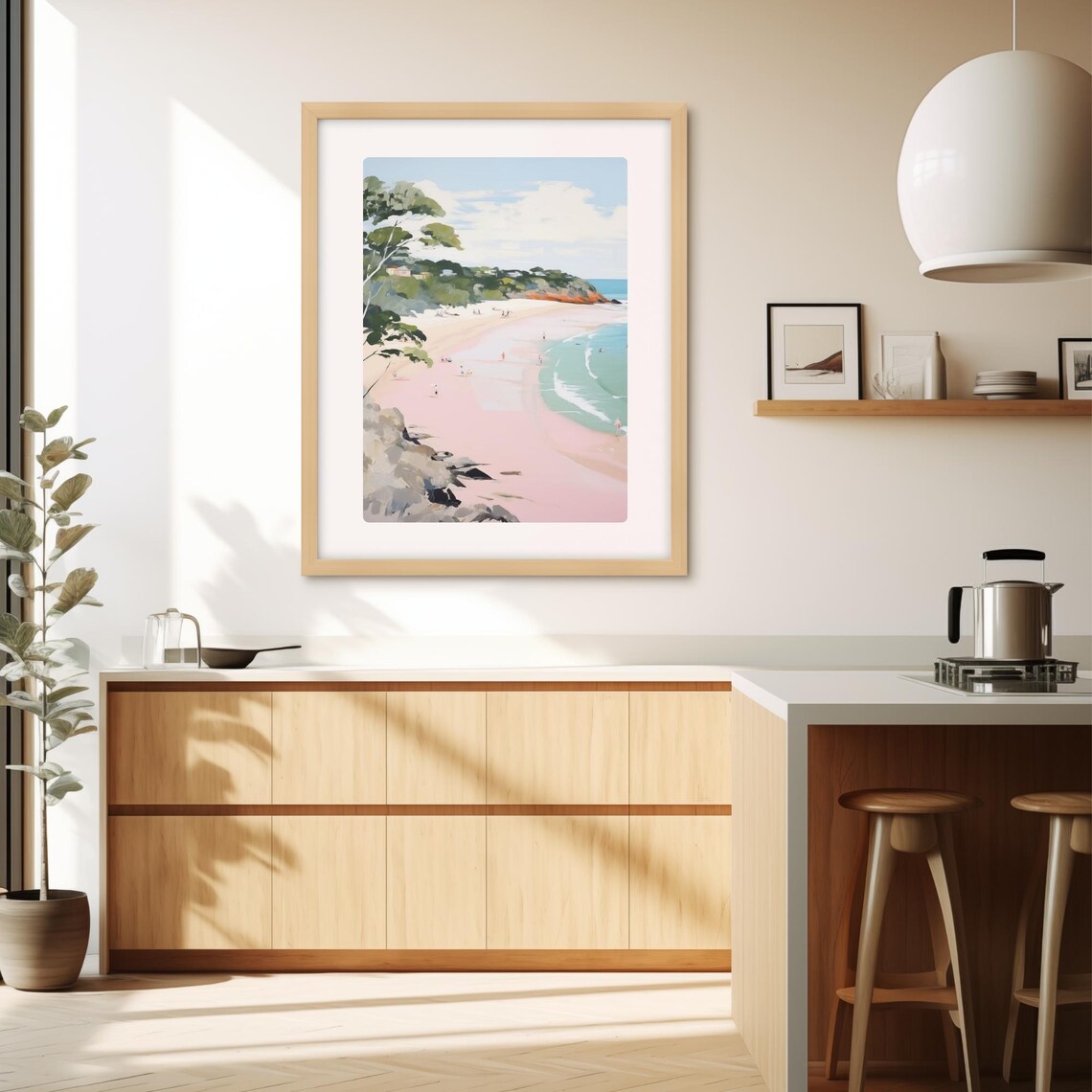 Australian Beach Noosa Coastal Painting Pink Sand Ocean Poster - Image 2