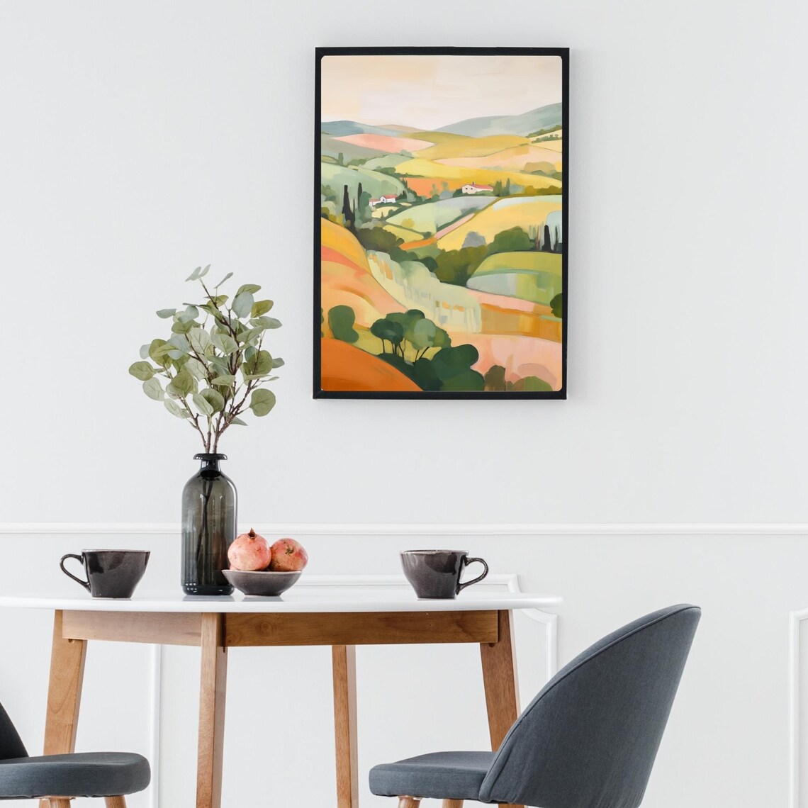 Tuscany Colorful Rolling Hills Painting Cypress Villa Landscape Poster - Image 2