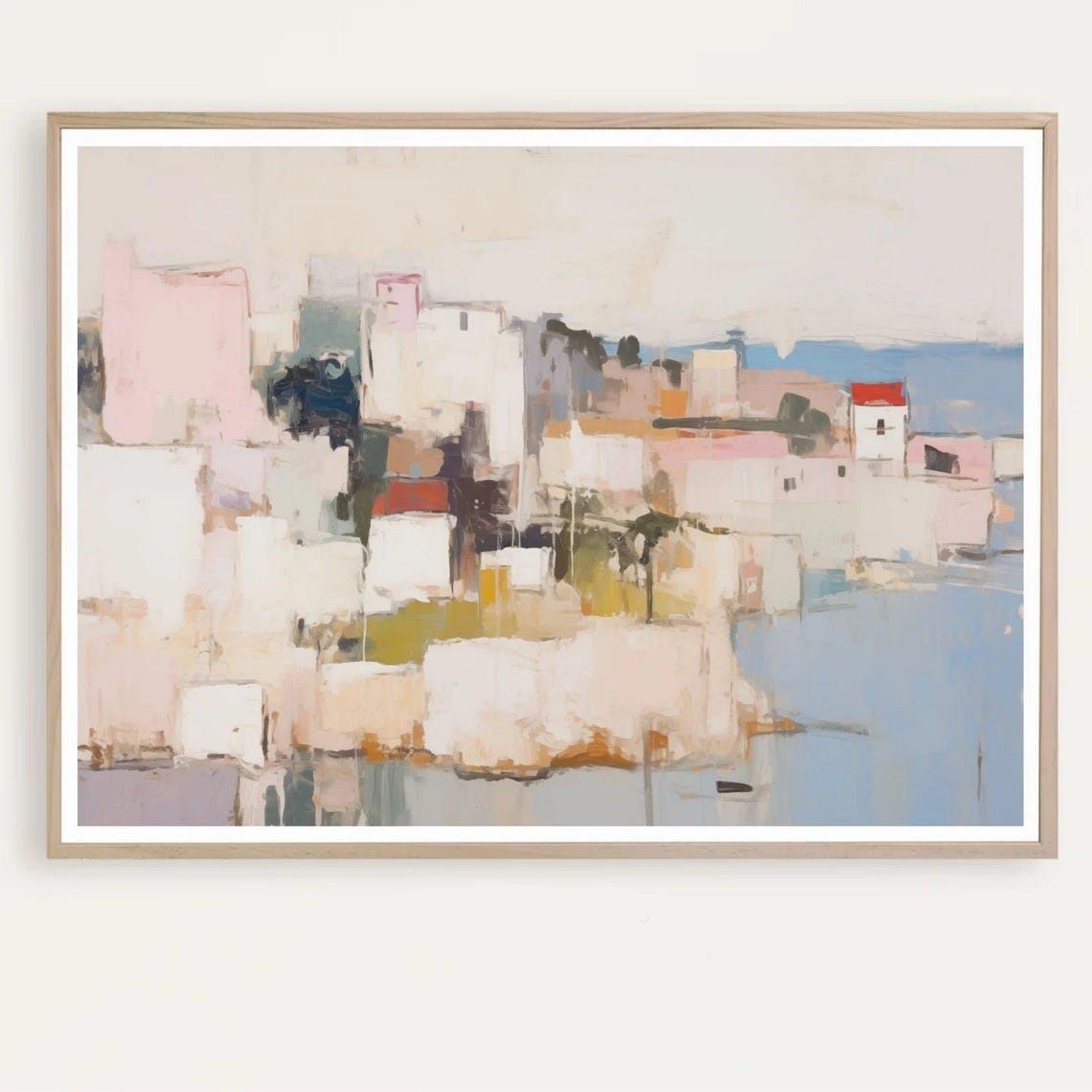 Abstract Mediterranean Village Coastal Whitewashed Houses Poster