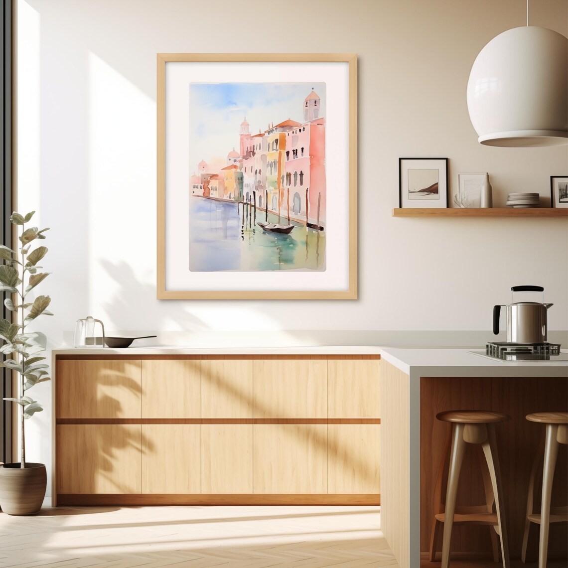 Venice Grand Canal Watercolor Gondola Pastel Italian Travel Poster - Image 3