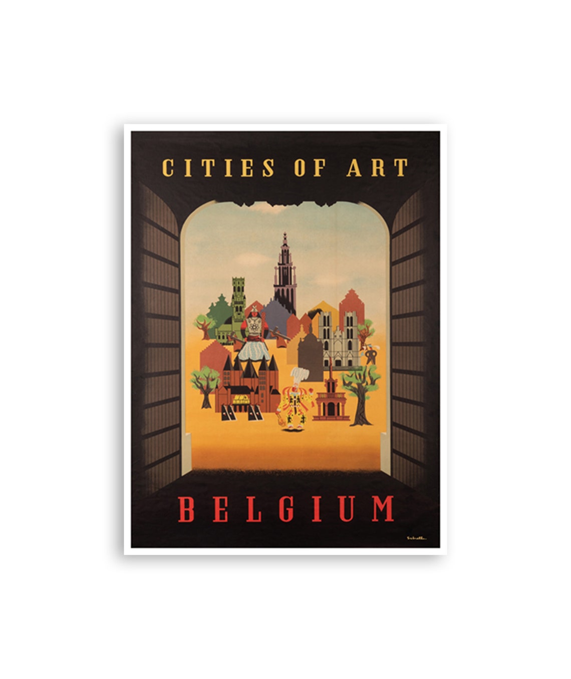 Belgium Cities of Art Vintage Travel Poster Grand Archway View