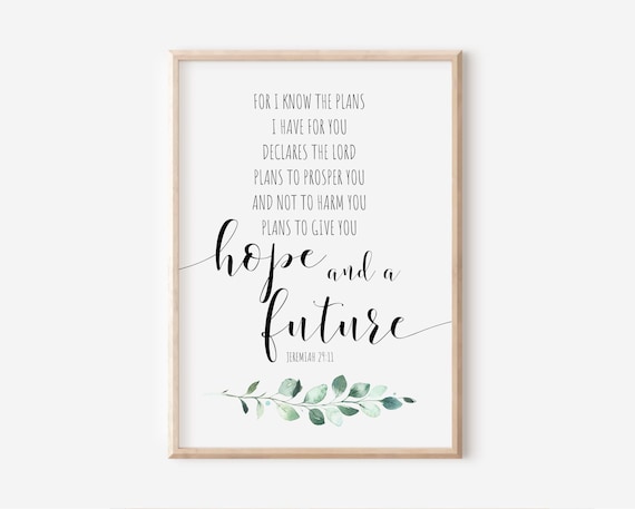 Jeremiah 29:11 Hope and a Future Botanical Scripture Verse Poster