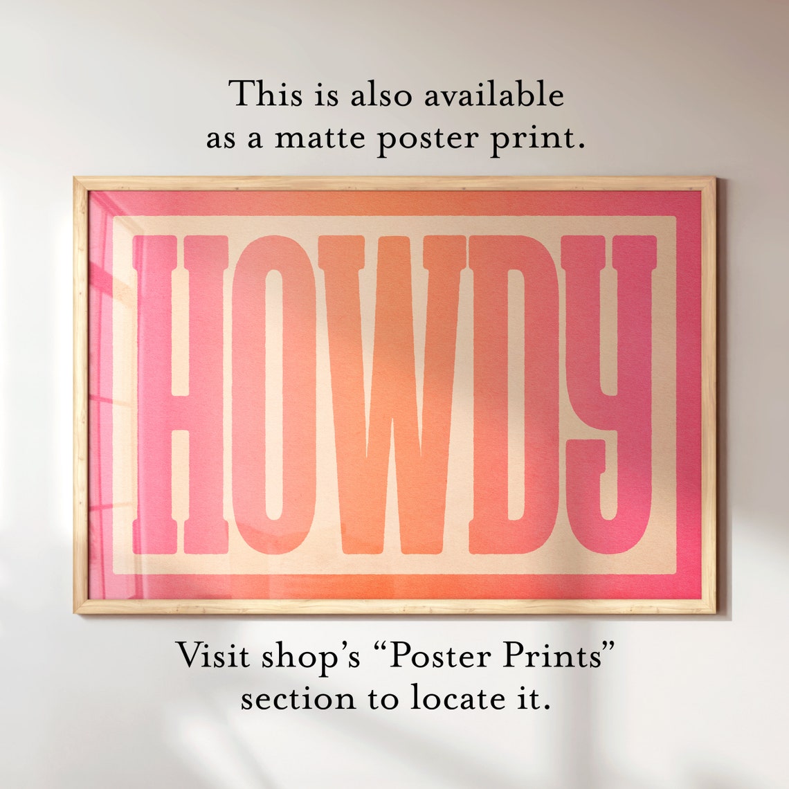 Howdy Pink Orange Gradient Sunset Typography Modern Wall Poster - Image 2