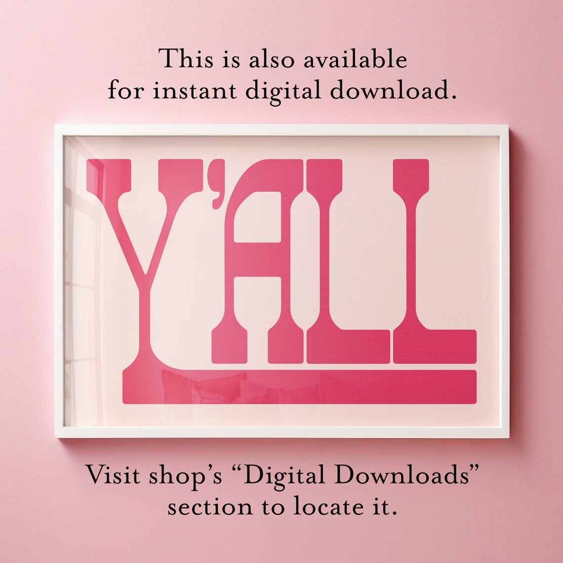 Yall Coral Pink Underline Bar Modern Western Typography Poster - Image 4