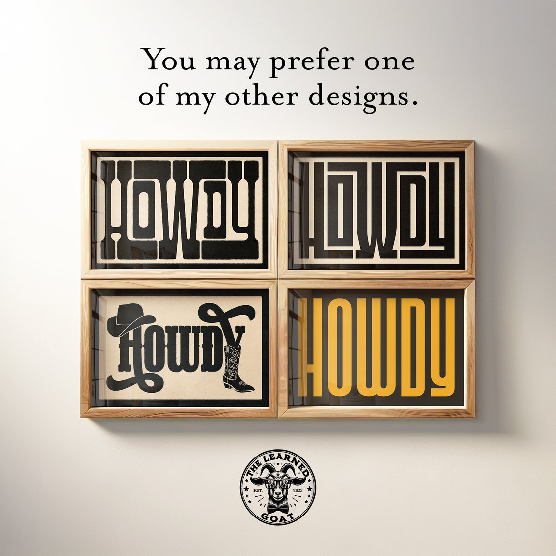 Howdy Cream Maze Line Art Burnt Orange Geometric Western Poster - Image 4