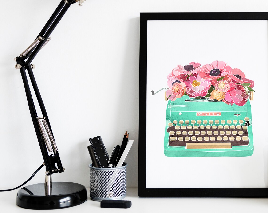 Floral Inspirational Quote Print, Watercolor Flowers