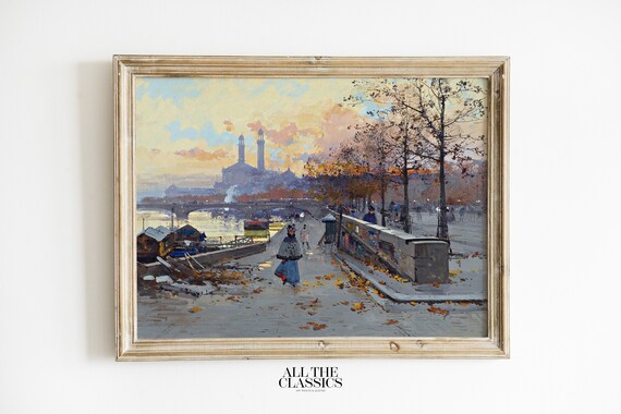 Winter Seine Quay Paris Notre Dame Towers Vintage Cityscape Poster