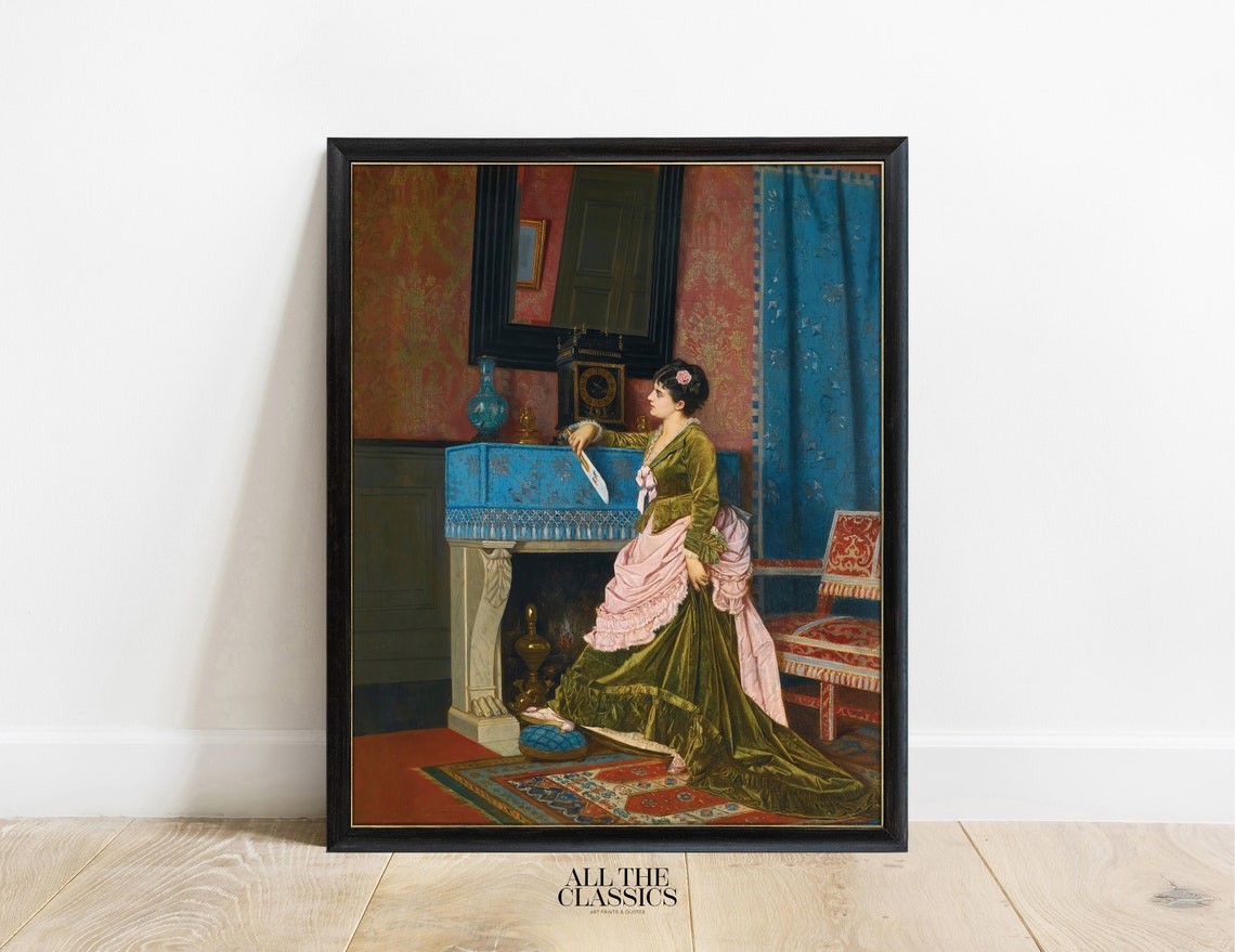 La Lettre Damour Victorian Lady Reading Letter Elegant Interior Poster - Image 3